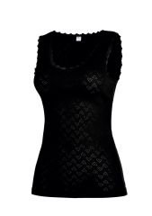 İki Yıldız Kadın Beyaz Kalın Askılı Pamuk Ribana Delikli Atlet 498 XXXL - Siyah