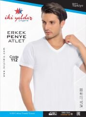 İki Yıldız V Yaka Fanila 112 M - Beyaz