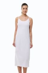 Malabadi Kadın Ayarlanabilir İp Askılı Uzun Geniş Elbise Astarı Modal Kombinezon 1080 XXL - Beyaz