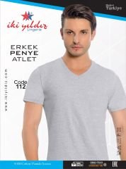 İki Yıldız V Yaka Fanila 112 L - Gri