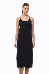 Malabadi Kadın Ayarlanabilir İp Askılı Uzun Geniş Elbise Astarı Modal Kombinezon 1080 L - Siyah