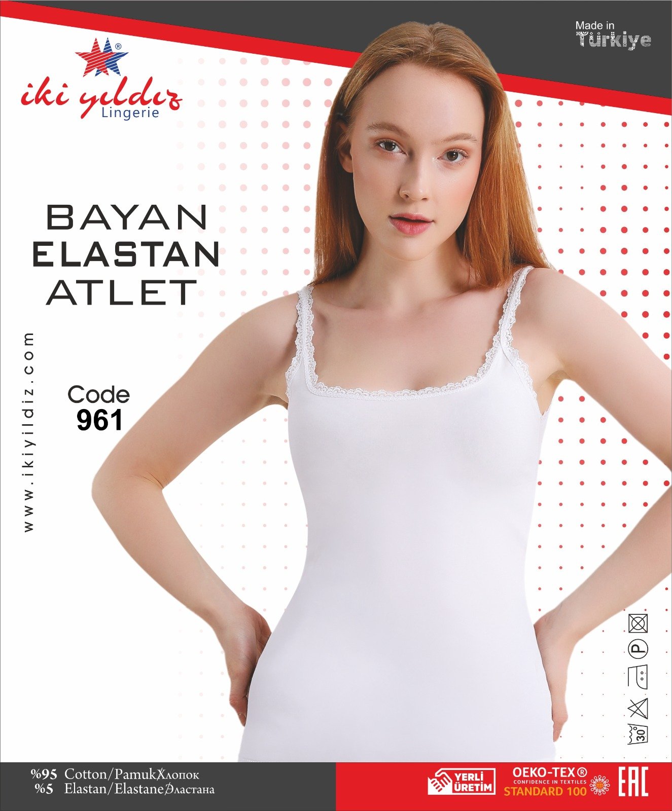 İki Yıldız Kadın Likralı Tırnak Lastikli Atlet 961 XL - Beyaz