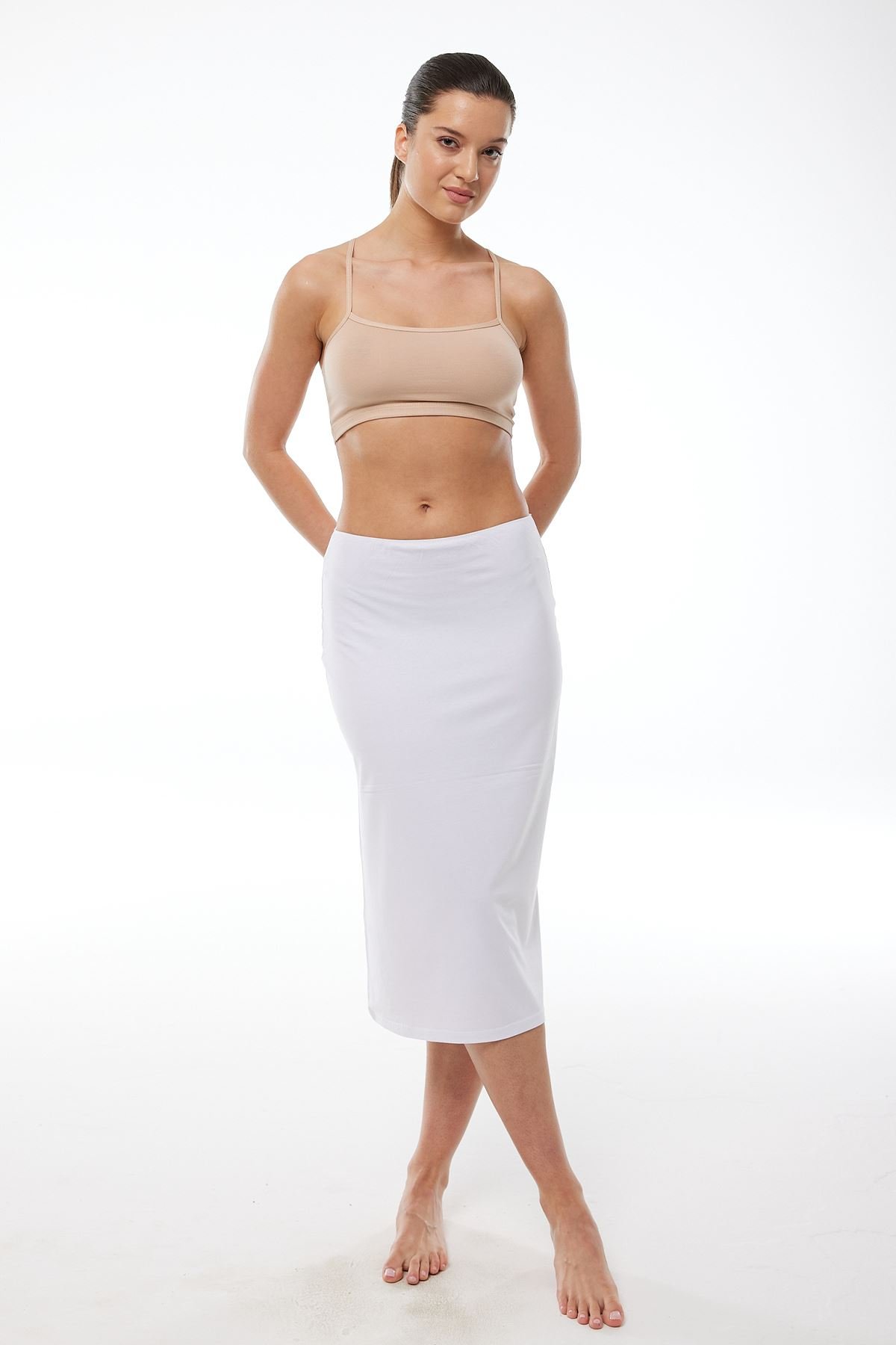 Malabadi Tam Boy Uzun Etek Astarı Modal Jüpon 1061 L - Beyaz