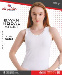 İki Yıldız Kadın Modal Kalpli Dantelli Atlet 63262 XL - Beyaz