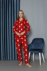Işılay Kadın Boydan Düğmeli Süet Pijama Takım 0212