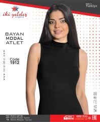 İki Yıldız Kadın Modal Sıfır Kol Boğazlı Body 1912