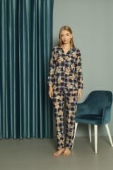 Işılay Kadın Boydan Düğmeli Süet Pijama Takım 0215
