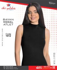 İki Yıldız Kadın Modal Sıfır Kol Boğazlı Body 1912 M - Siyah