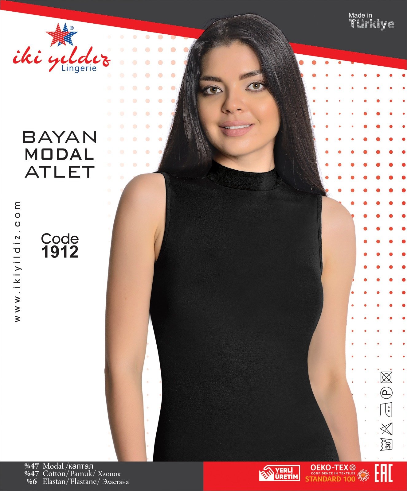 İki Yıldız Kadın Modal Sıfır Kol Boğazlı Body 1912 L - Siyah