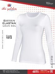 İki Yıldız Kadın Likralı Uzun Kollu Body 1914 M - Beyaz
