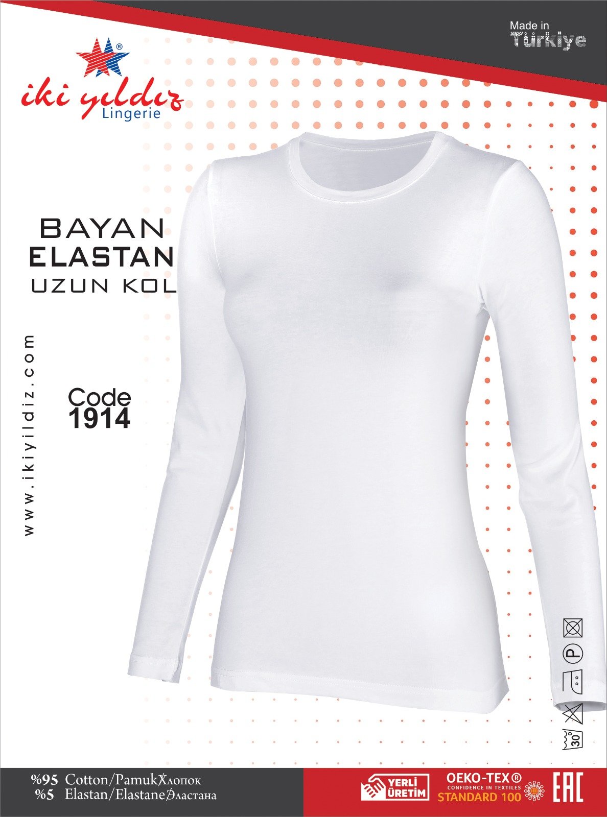 İki Yıldız Kadın Likralı Uzun Kollu Body 1914 L - Beyaz