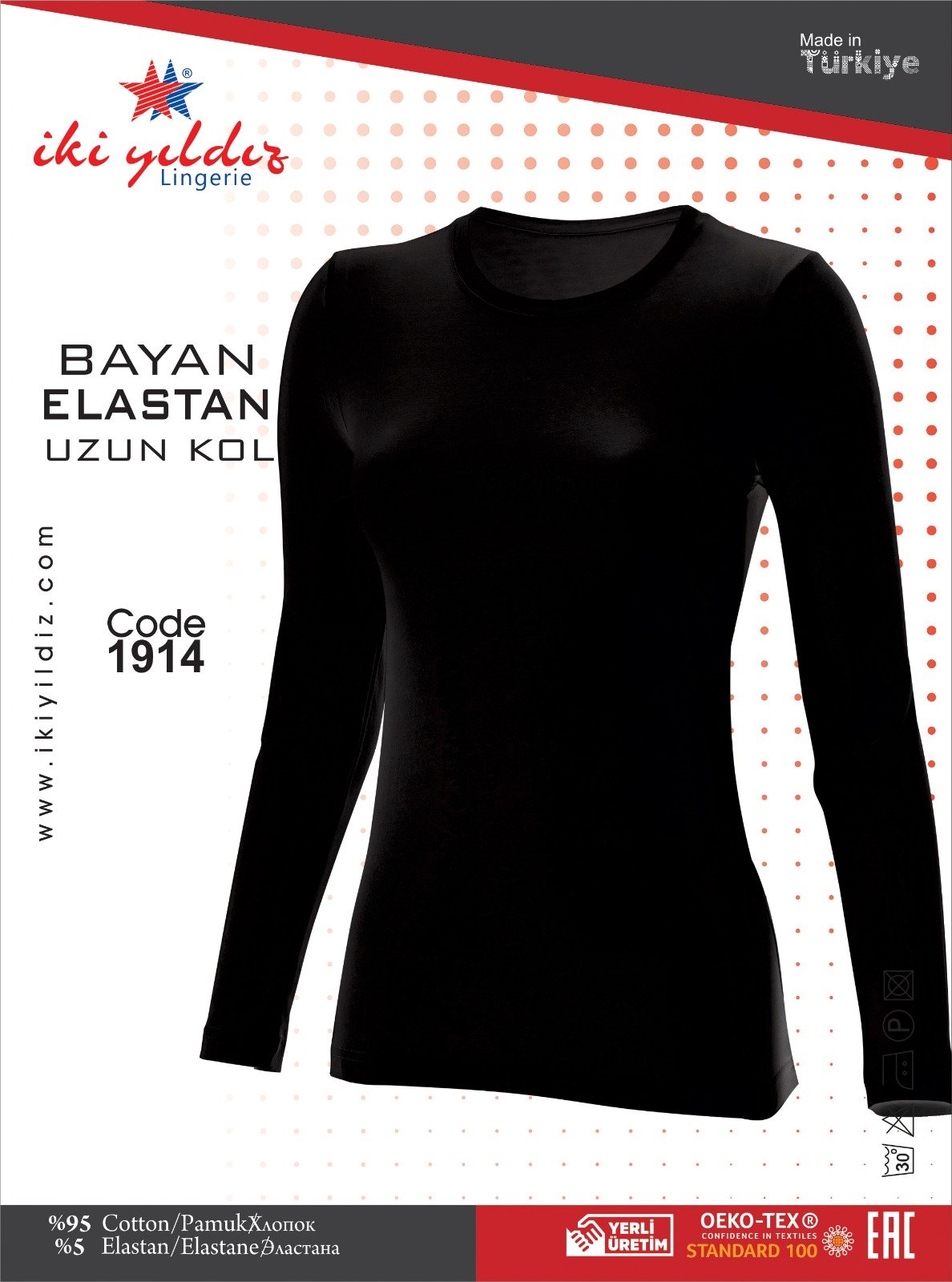 İki Yıldız Kadın Likralı Uzun Kollu Body 1914 L - Siyah