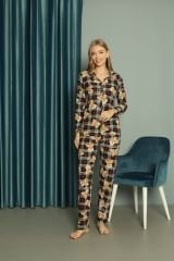 Işılay Kadın Boydan Düğmeli Süet Pijama Takım 0217