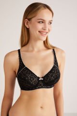 KOM Vintage Toparlayıcı Dantel Sütyen 80DD - Siyah