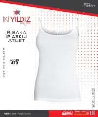 İki Yıldız Ribana Geniş Askılı Kadın Atlet 470 XL - Beyaz