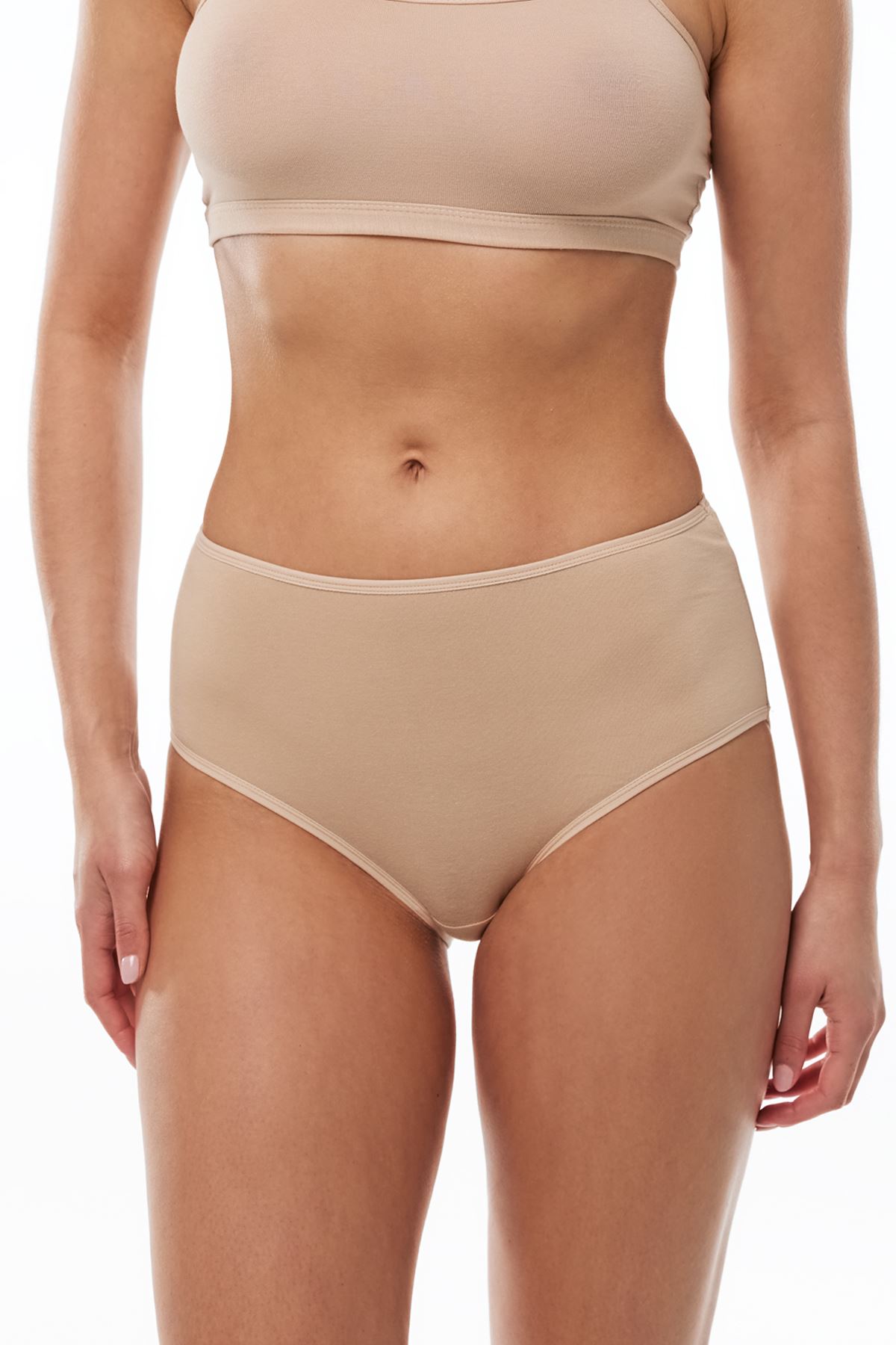 Malabadi Kadın Beyaz 2 Li Paket Modal Yüksek Bel Bato Slip Külot 1030 XL - Ten Rengi