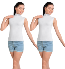 İKİNCİTEN 2'Lİ BOĞAZLI BODY S/M - Beyaz