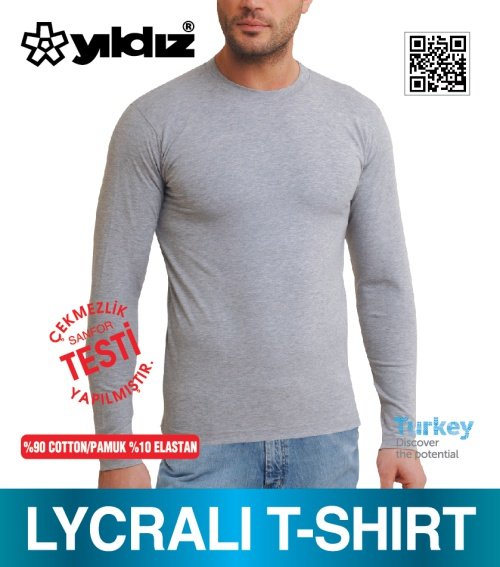 Yıldız Erkek Likralı Uzun Kol Body 85 S - Gri