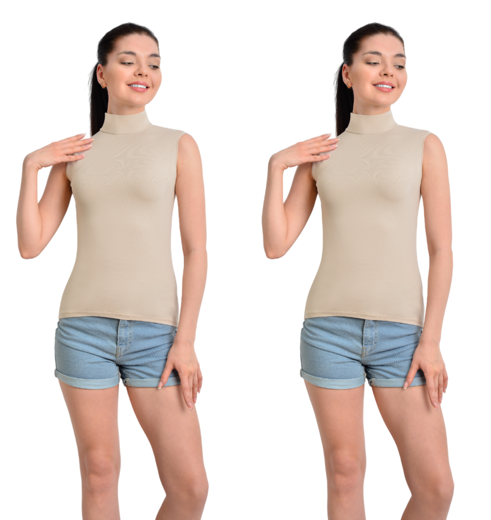 İKİNCİTEN 2'Lİ BOĞAZLI BODY S/M - Ten Rengi