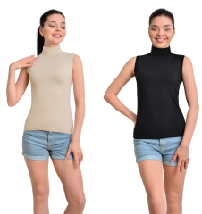 İKİNCİTEN 2'Lİ BOĞAZLI BODY L/XL - Siyah-Ten