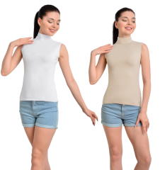 İKİNCİTEN 2'Lİ BOĞAZLI BODY S/M - Beyaz-Ten