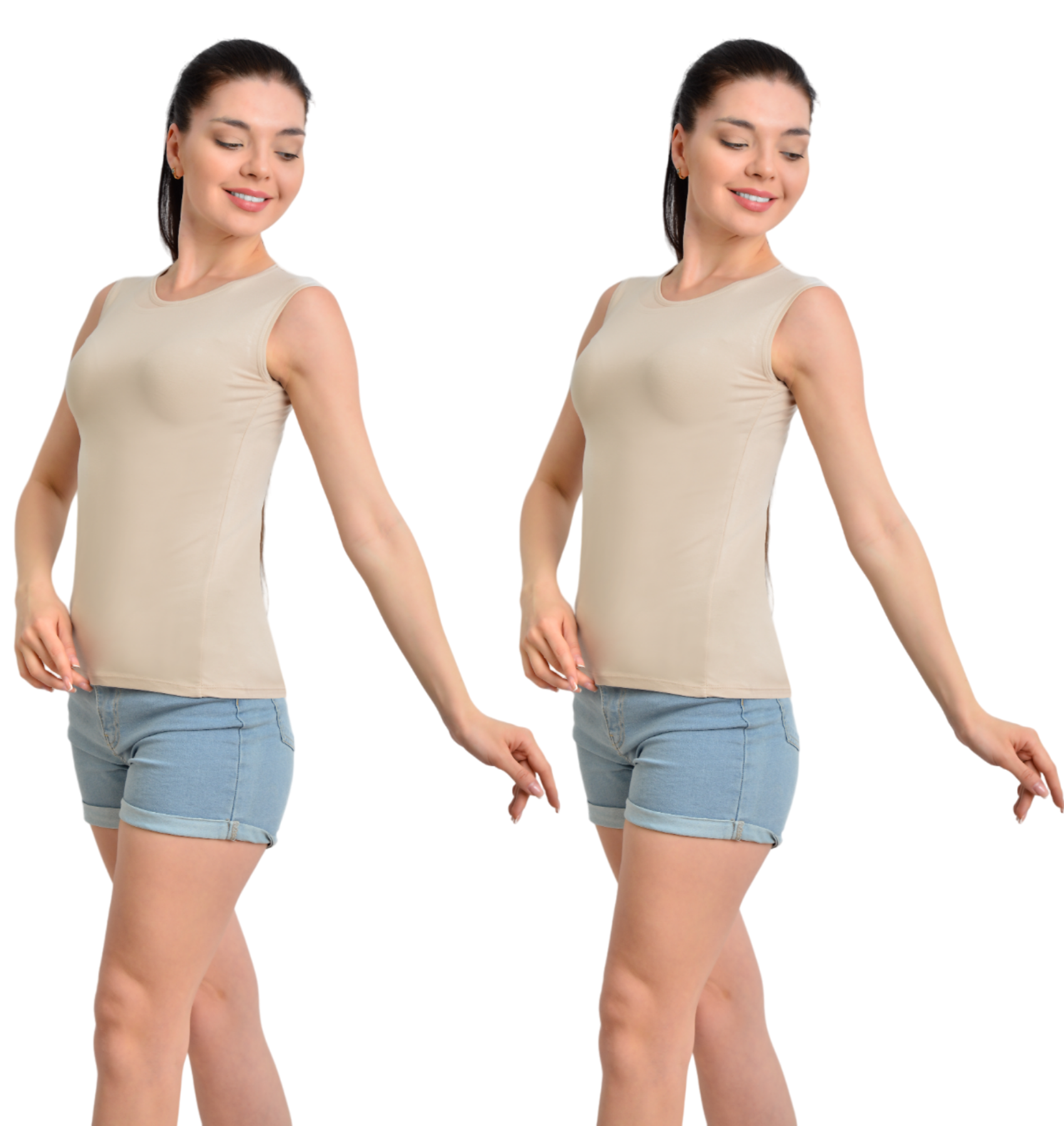 İKİNCİTEN 2'Lİ SIFIR KOL SIFIR YAKA BODY S/M - Ten Rengi