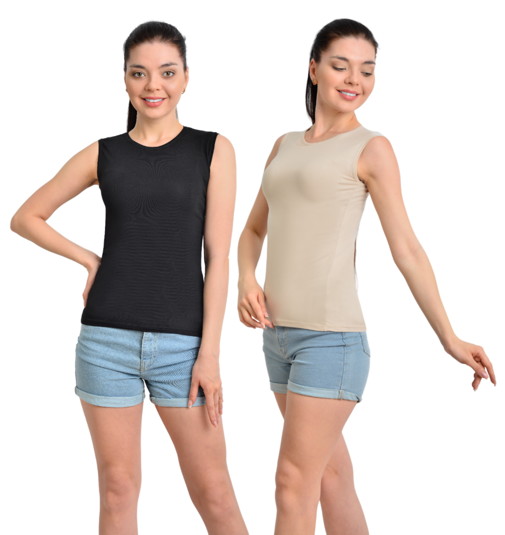 İKİNCİTEN 2'Lİ SIFIR KOL SIFIR YAKA BODY L/XL - Siyah-Ten