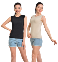 İKİNCİTEN 2'Lİ SIFIR KOL SIFIR YAKA BODY L/XL - Siyah-Ten