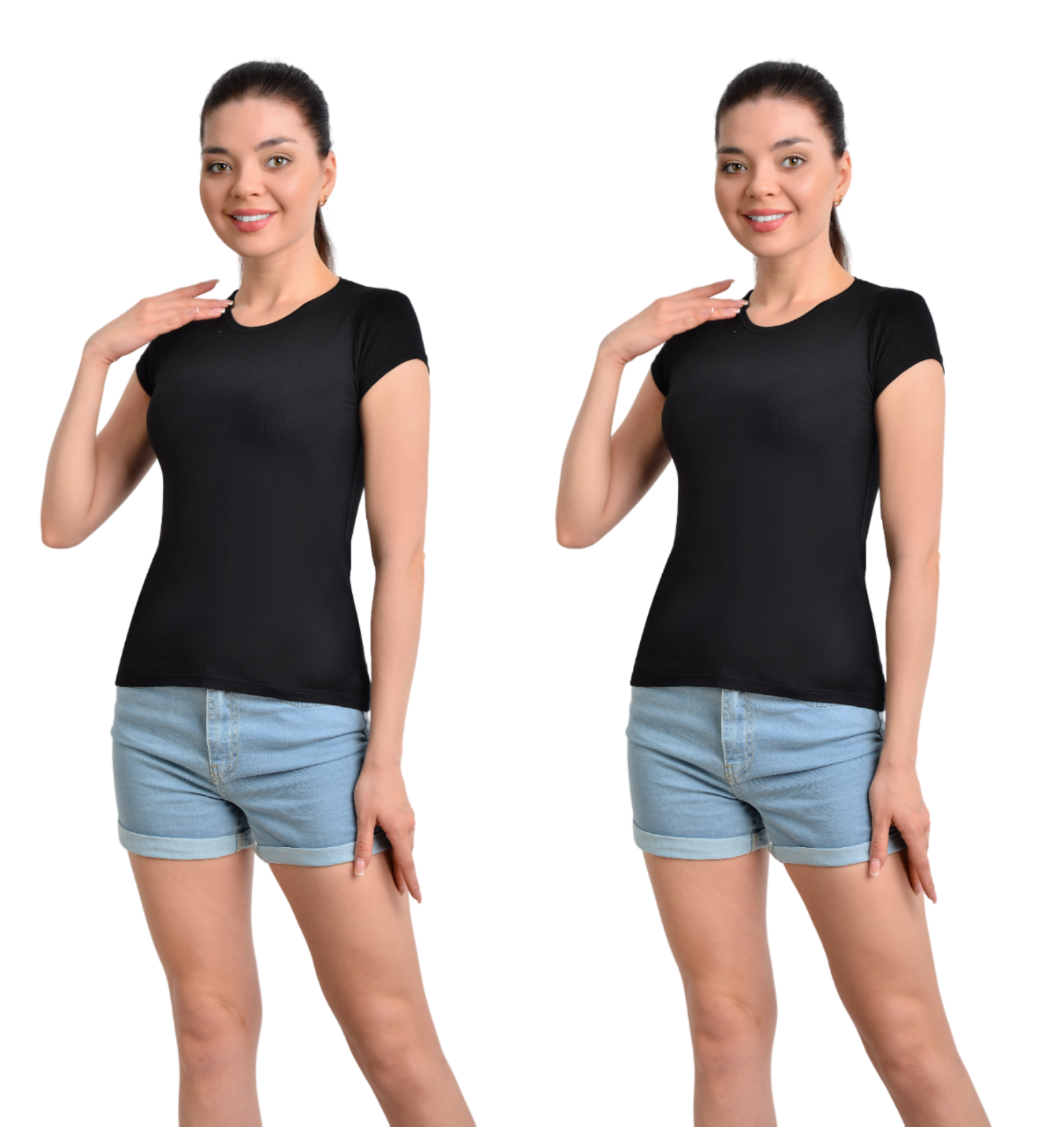 İKİNCİTEN 2'Lİ YARIM KOL BODY S/M - Siyah