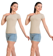 İKİNCİTEN 2'Lİ YARIM KOL BODY S/M - Ten Rengi