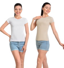İKİNCİTEN 2'Lİ YARIM KOL BODY L/XL - Beyaz-Ten