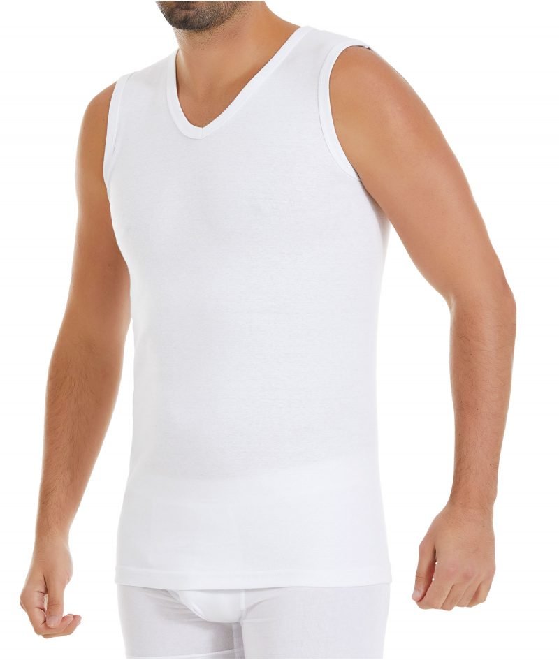 Yıldız Erkek Ribana  V-Yaka Sıfır Kol Atlet 22 XL - Beyaz