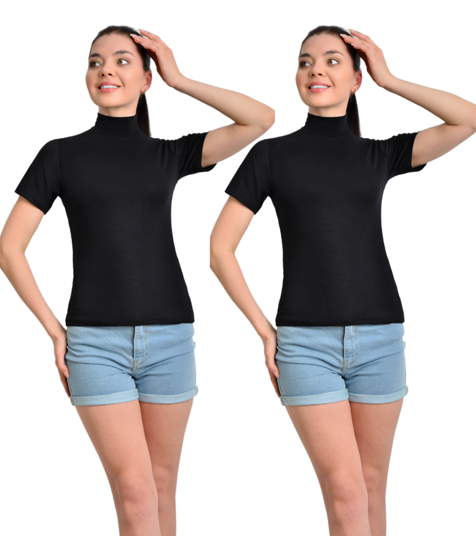 İKİNCİTEN 2'Lİ YARIM KOL BOĞAZLI BODY S/M - Siyah