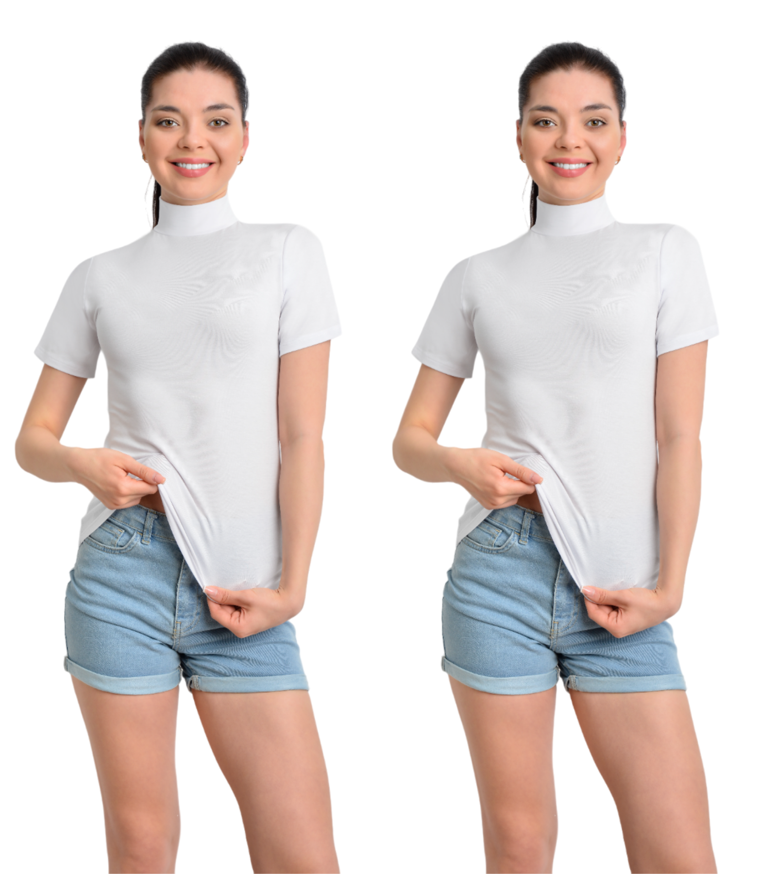 İKİNCİTEN 2'Lİ YARIM KOL BOĞAZLI BODY S/M - Beyaz