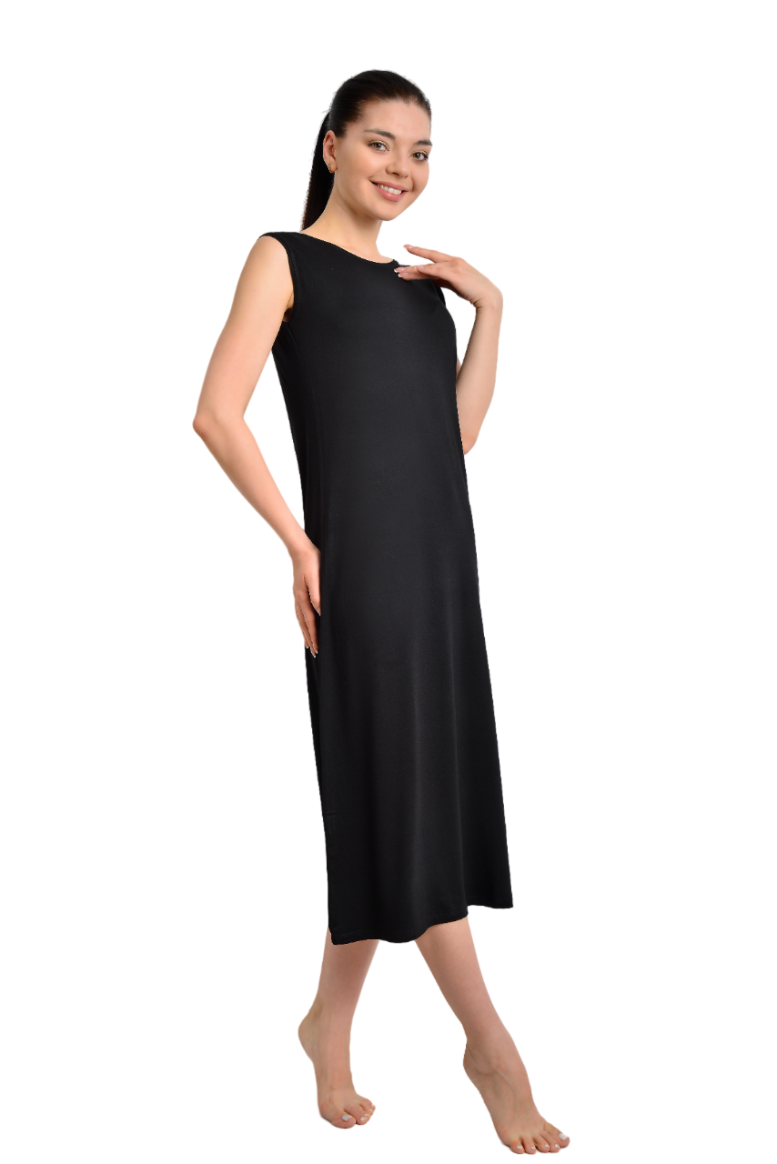 İKİNCİTEN UZUN İÇ ELBİSE ASTAR S/M - Siyah