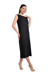 İKİNCİTEN UZUN İÇ ELBİSE ASTAR S/M - Siyah