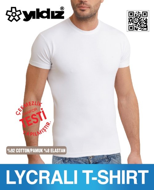 Yıldız Erkek Likralı T-Shirt 90 L - Beyaz