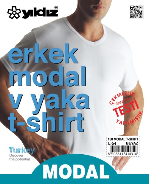 Yıldız Erkek Modal V Yaka Tshirt 150 M - Beyaz