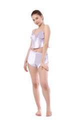ikinciten lingerie Kadın Ayarlanabilir Askılı Saten Şortlu Takım