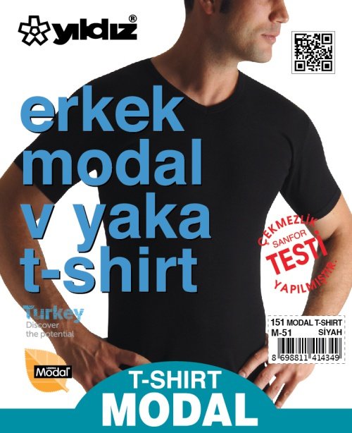 Yıldız Erkek Modal V Yaka Tshirt 150 XXL - Siyah
