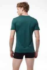Erkek Yeşik Basic V Yaka İnce Modal Yaz Serinliği Tshirt 085
