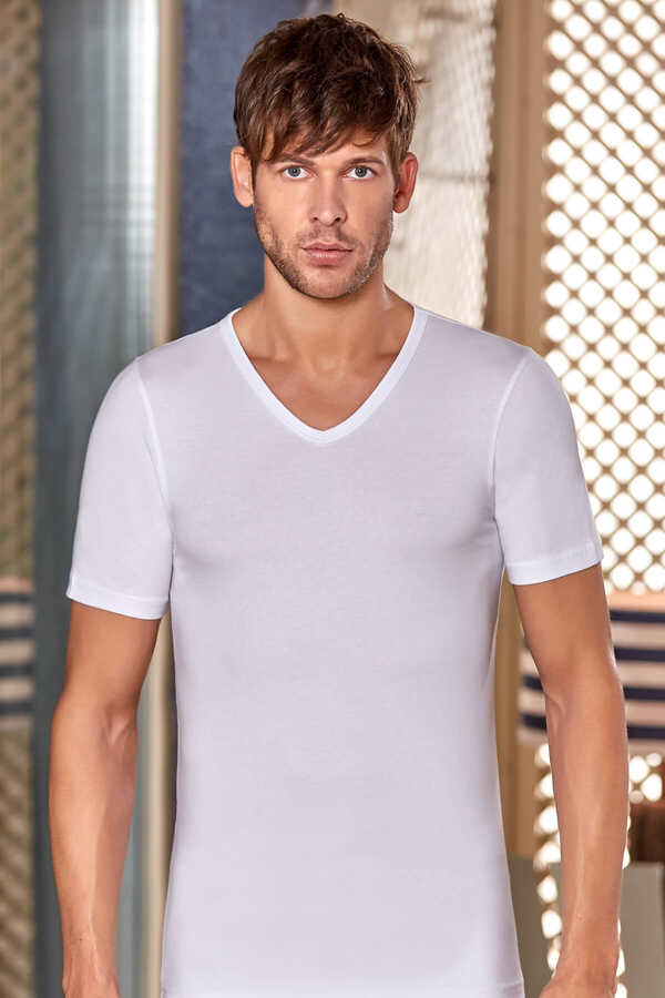 Berrak 6'Lı Erkek Modal V Yaka Atlet 1037 L - Beyaz