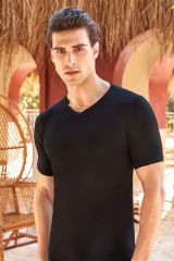 Berrak 6'Lı Erkek Modal V Yaka Atlet 1037 S - Siyah