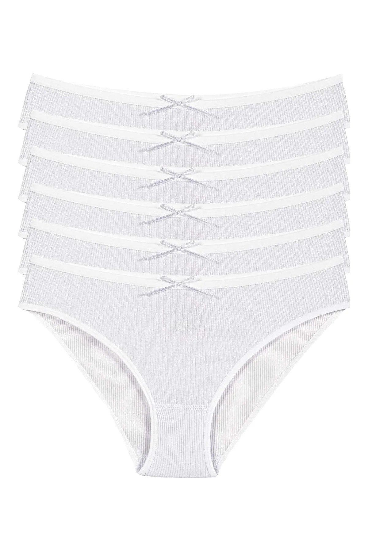 Yıldız Kadın 6'lı Paket Likralı Kaşkorse Bikini Külot YLDZ-3550 XL - Beyaz