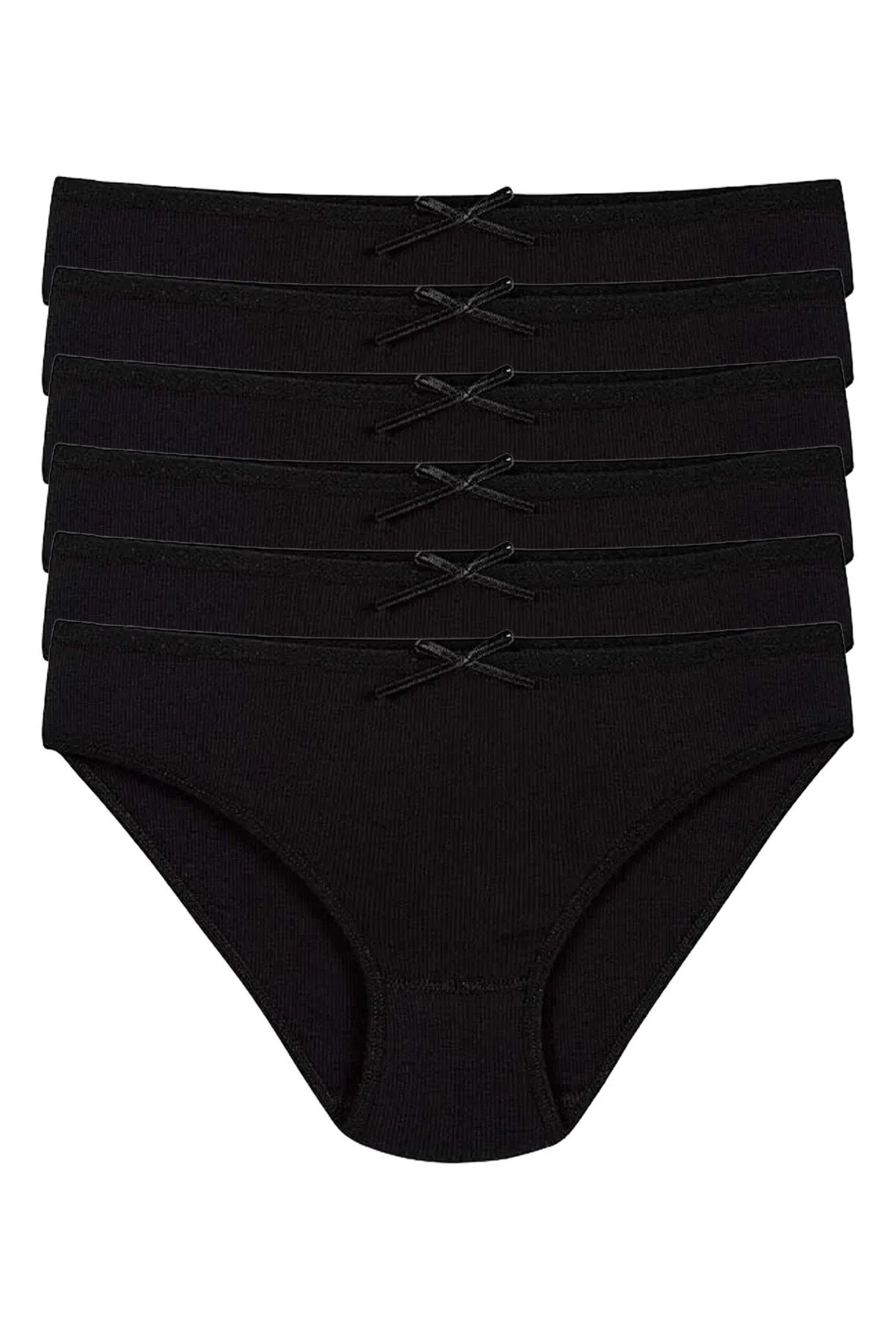 Yıldız Kadın 6'lı Paket Likralı Kaşkorse Bikini Külot YLDZ-3550 L - Siyah