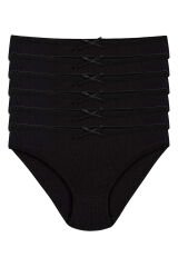 Yıldız Kadın 6'lı Paket Likralı Kaşkorse Bikini Külot YLDZ-3550 L - Siyah