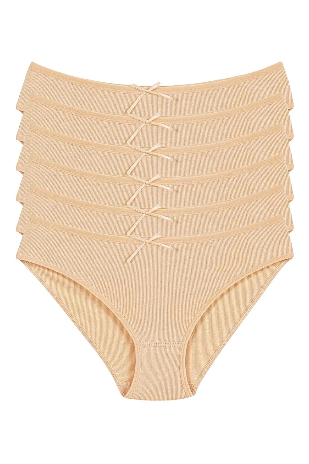 Yıldız Kadın 6'lı Paket Likralı Kaşkorse Bikini Külot YLDZ-3550 M - Ten Rengi