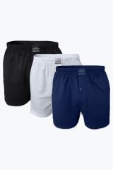 Malabadi 3 Lü Geniş Kalıp %100 Pamuk Boxer 3M024 XL - Siyah-Beyaz-Lacivert