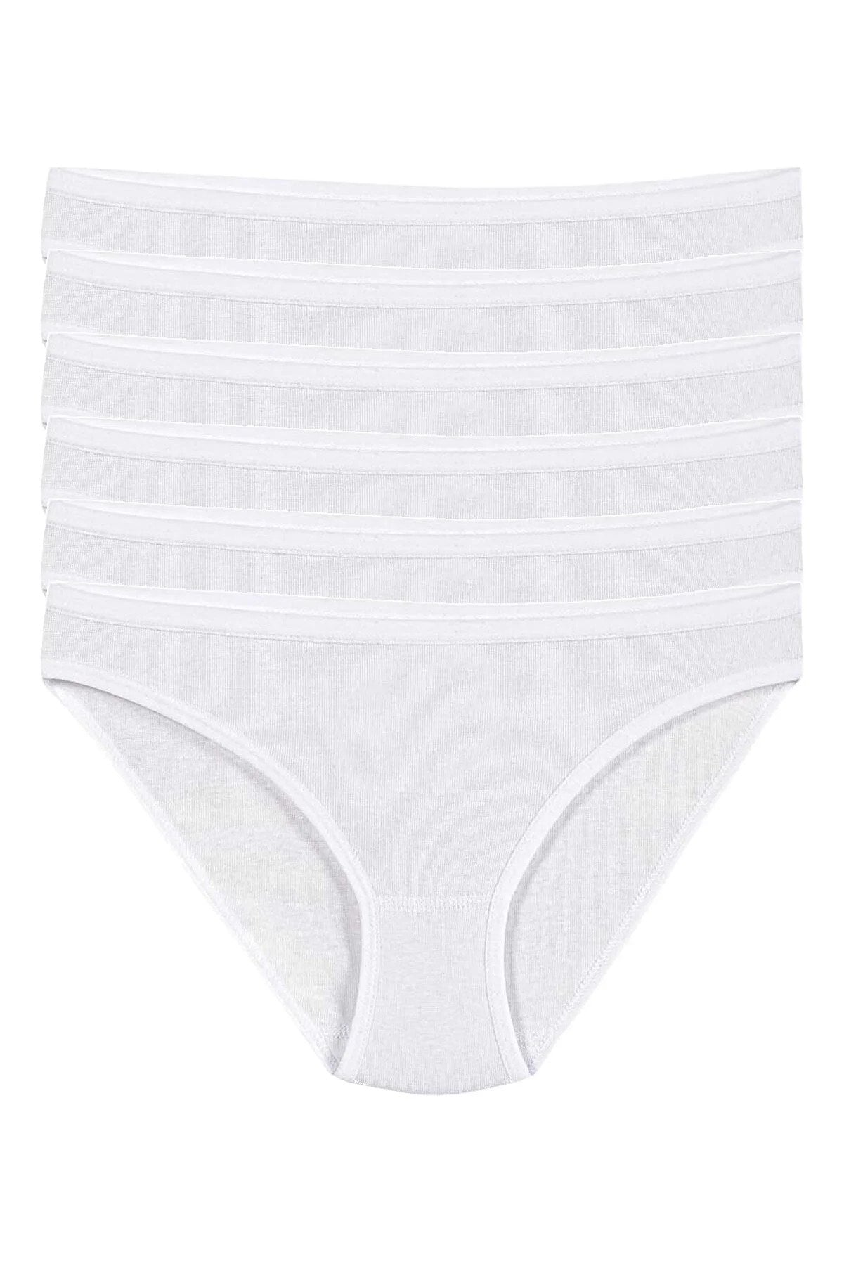 Yıldız Kadın 6'lı Paket %100 Pamuk Bikini Külot YLDZ-2122 M - Beyaz