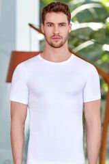 Berrak 6'lı Erkek Likralı Süprem Kısa Kol Bisiklet Yaka 1024 L - Beyaz